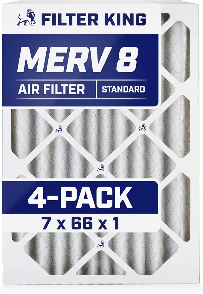 Filter King 7x66x1 Air Filter | 4-PACK | MERV 8 HVAC Pleated A/C Furnace by FilterKing