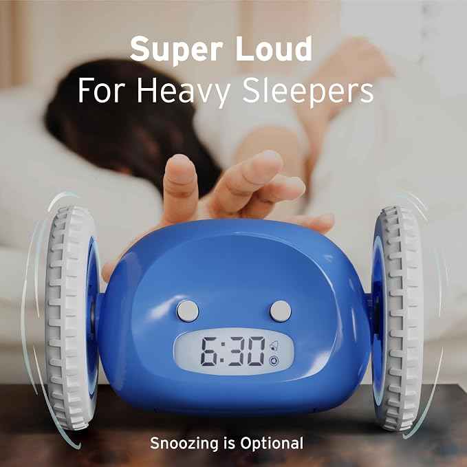 CLOCKY Extra Loud Alarm Clock for Heavy Sleepers on Wheels Rolls Runs Away