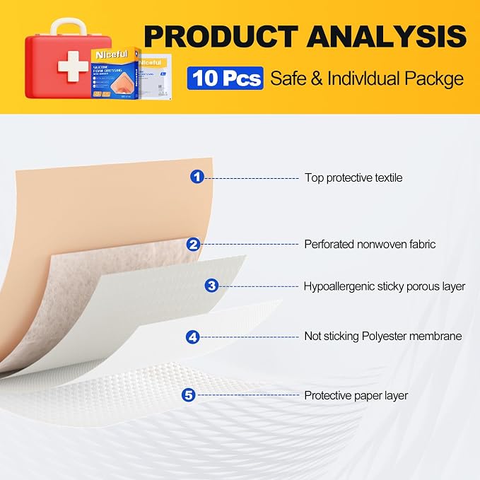 Silicone Foam Dressing 5x5 inch - Image 6