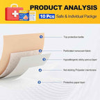 10 Pcs Silicone Foam Dressing 6x6 inch
