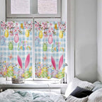 Happy Easter Tier Curtains 45 Inches Long, Spring Watercolor Bunny Eggs Flower - Image 5