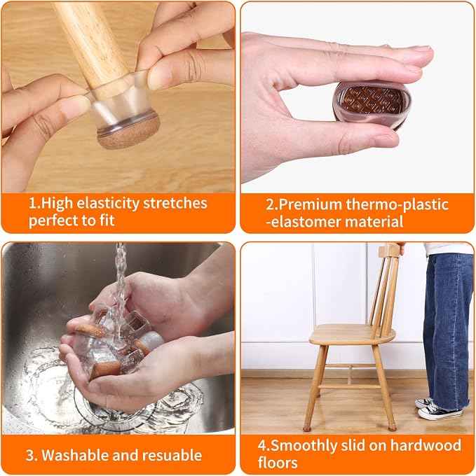 Ezprotekt 24 Pcs Clear Chair Leg Floor Protectors