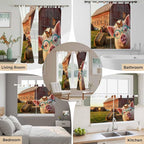 Farm Pig Kitchen Curtains 45 Inch Length, Short Cafe Window Curtains Tab Top - Image 7