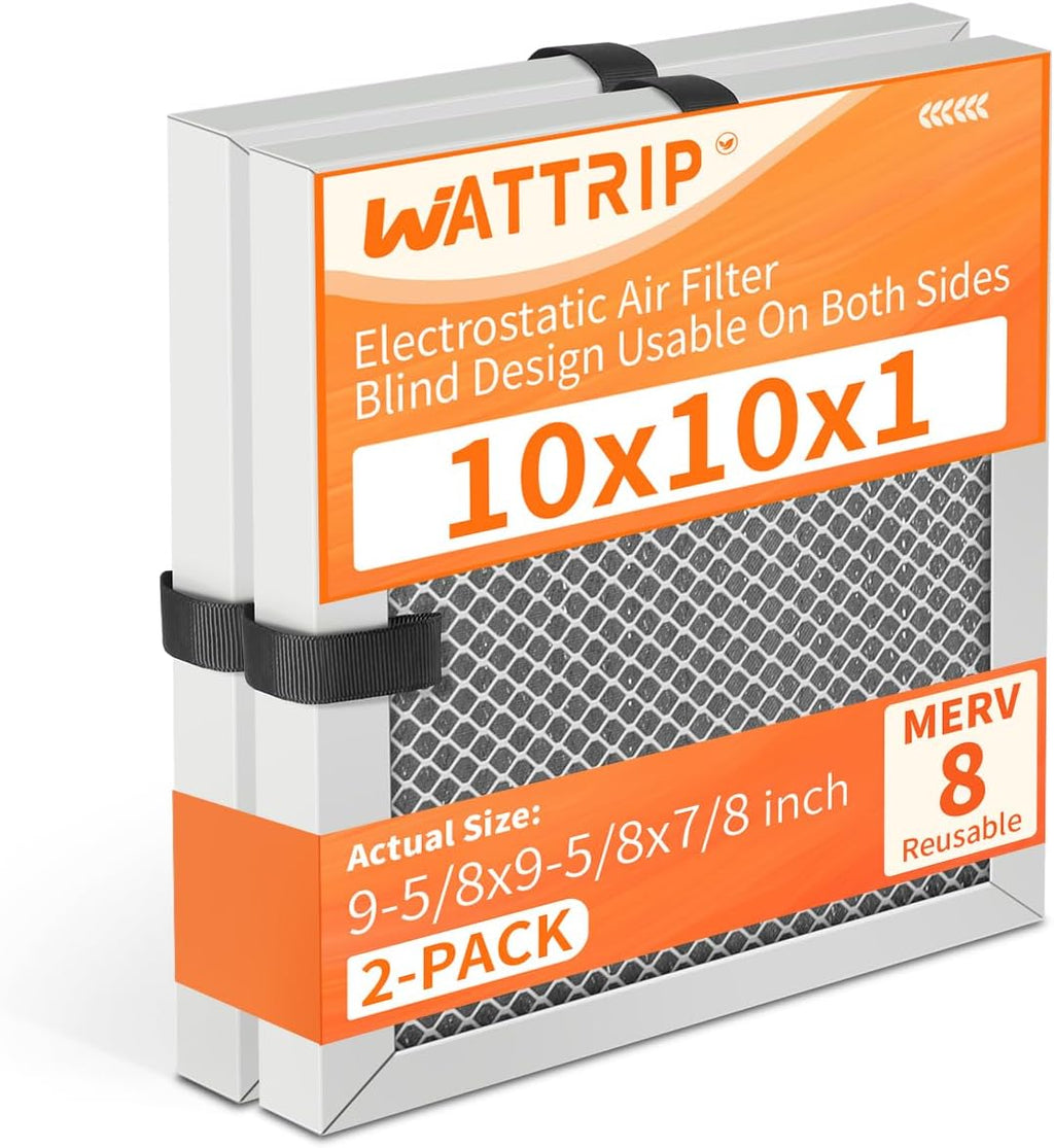 2-Pack 10x10x1 MERV 8 Reusable HVAC Electrostatic Furnace Filters