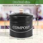 Kitchen Compost Bin 0.8 Gallon Metal Countertop Compost Bin - Image 2