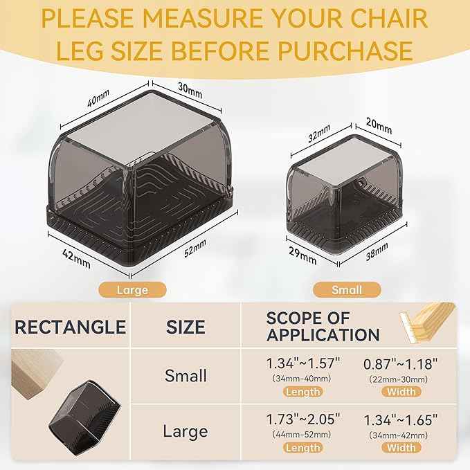 24PCS Rectangular Chair Leg Floor Protectors, Furniture Sliders, Non-Slip Felt