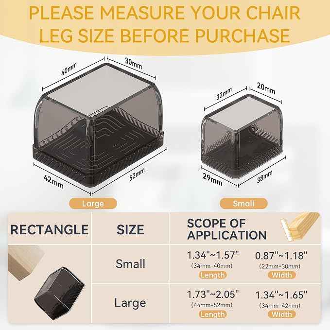 24PCS Rectangular Chair Leg Floor Protectors, Furniture Sliders, Non-Slip Felt
