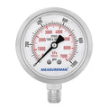 MEASUREMAN Pressure Gauge, 0-1000 PSI/kPa, Glycerin Filled, 1/4 NPT Lower Mount by MEASUREMAN