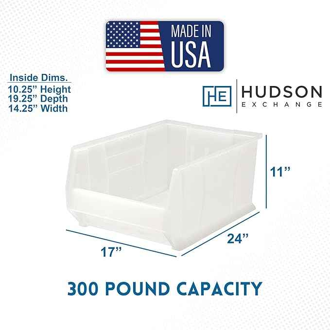 Hudson Exchange 24x17x11" Jumbo Plastic Stackable Storage Bin and Hanging
