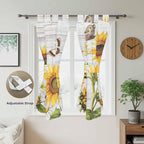 Yellow Sunflowers Living Room Curtains 84 Inch Length, Window Curtains Tab Top - Image 5
