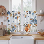Fall Blue Maple Kitchen Curtains 45 Inch Long 2 Panel Set, Rod Pocket Window by Unknown