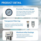 XingNEeng 1/4" NPT Compressed Air Filter Regulator Combo Piggyback, Water/Oil - Image 6