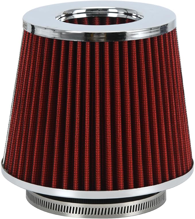 PTNHZ Universal Red 3.5" 89mm High Flow Cold Air Intake Cone Air Filter Power by PTNHZ+RACING