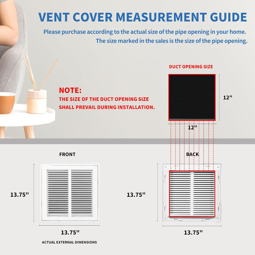 12x12 Return Air Grille [Duct Opening Size],Return Air Vent Cover for