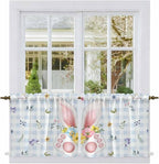 Easter Kitchen Tier Curtains 36 Inch Long 2 Panel Set, Rod Pocket Half Window - Image 2
