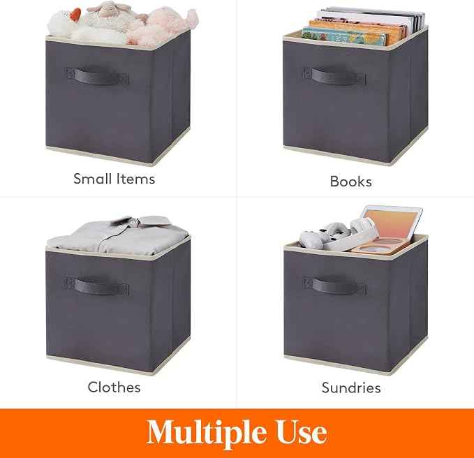 Lifewit Collapsible Fabric Storage Cubes Bins Set 11 Inch, Foldable Cubby