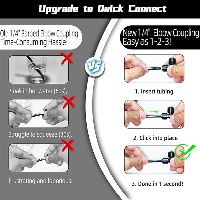 30 Pack Quick Connect 1/4" Drip Irrigation Elbow Coupling Connector, Universal - Image 2