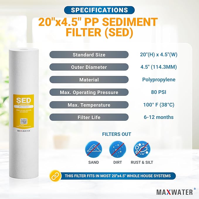 Max Water 1 Micron 20 x 4.5 Sediment Water Filter Cartridge - Image 2