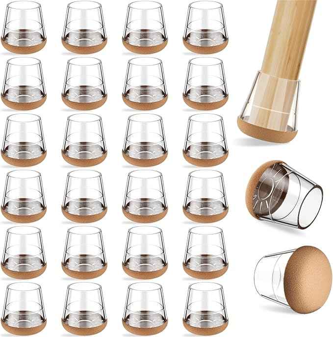 24 PCS Silicone & Felt Chair Leg Floor Protectors