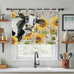 Yellow Sunflowers Kitchen Curtains 45 Inch Length, Short Cafe Window Curtains - Image 3