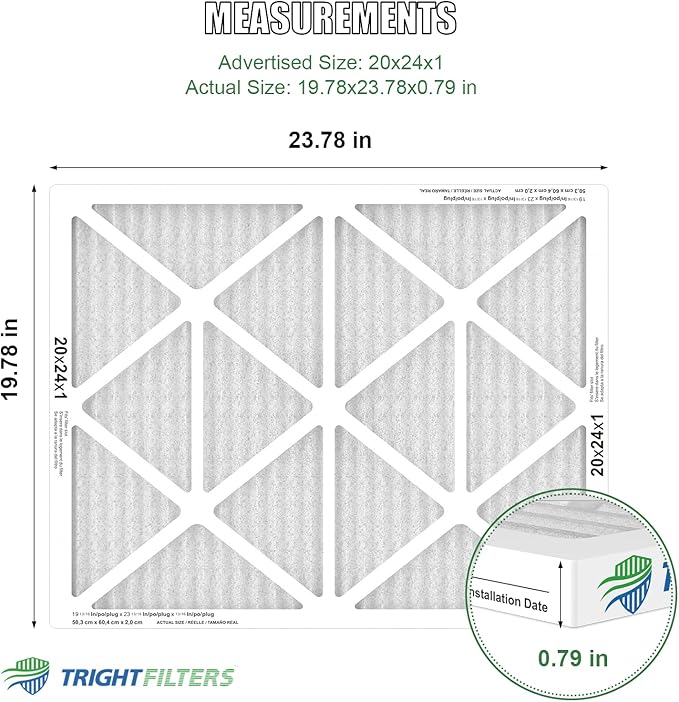 20x24x1 Air Filter 4 Pack, MERV 8 Pleated Dust Defense Air Filters Replacement - Image 2