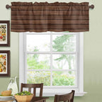 2 Pack Kitchen Valance for Windows, Farm Brown Wood Board Light Filtering Rod - Image 8