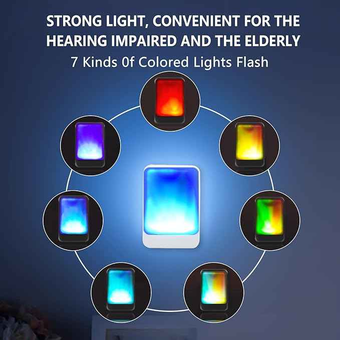 Loud Flash Doorbell with 7 Colors of Bright Light and 4 Volumes, Wireless