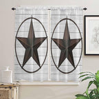 Vintage Farm Western Star Window Valance Curtains, 2 Panel - Image 7
