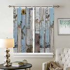 Blue Grey Wooden Living Room Curtains 84 Inch Length, Window Curtains Tab Top - Image 2