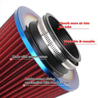 Cold Air Intake Filter, High Performance, Washable Filter, Clamp-On Replacement - Image 4