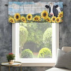 Cow Sunflowers Curtain Valances - Image 4