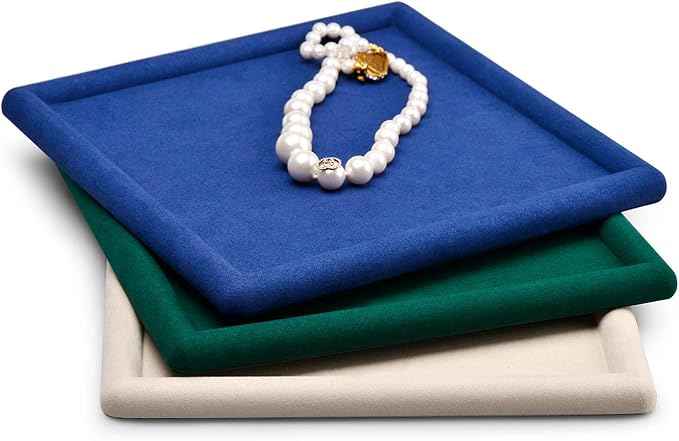 Oirlv Top Microfiber Jewelry Tray Square Nightstand Organizer Rings Earrings