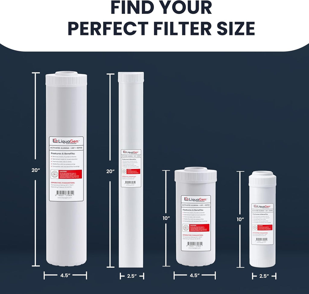 LiquaGen Activated Alumina + Carbon + KDF-55 Replacement Water Filter