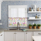 Happy Easter Half Window Curtains 24 Inches Long, Spring Watercolor Bunny Eggs - Image 2