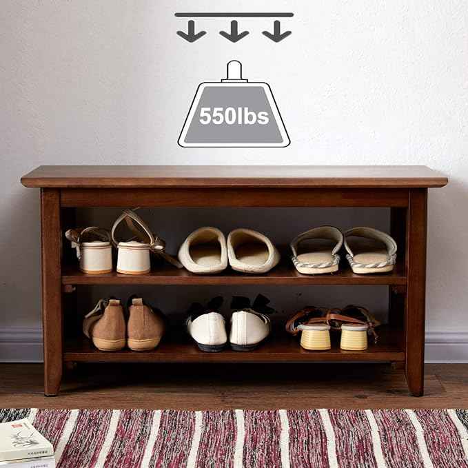XKZG Storage Bench Wooden Shoe Rack Bench Rustic Solid Wood Entryway Bench