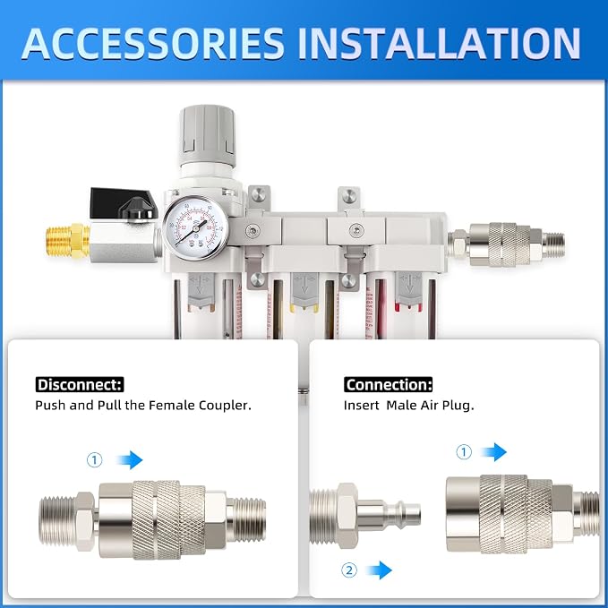Industrial 3/8" NPT 3 Stage Air Drying System, Coalescing Filter, Particulate - Image 5