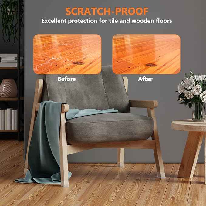 BAIPOK 36pcs Square Chair Leg Floor Protectors, Silicone Floor Protectors