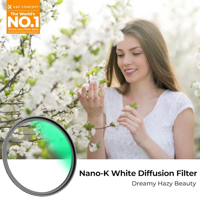 K&F CONCEPT 67mm White Mist 1/4 Filter, 18 Multi-Layer Coatings Dreamy Soft - Image 2