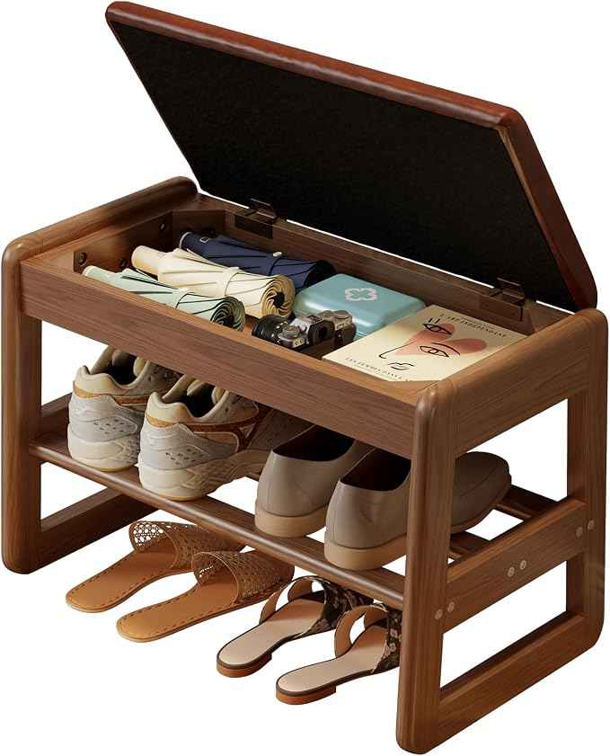 AQIMUELE Small Shoe Rack Bench, 2 Tiers Shoe Bench