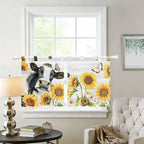 Retro Farmhouse Floral Kitchen Curtains 24 Inch Length, Small Window Curtains - Image 2