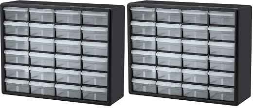 Akro-Mils 24-Drawer Plastic Storage Cabinet | 20" W x 6" D x 16" H | Black |