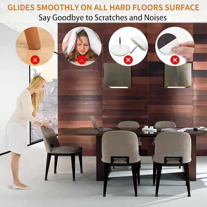 Ezprotekt 16 Pcs Rectangle Silicone Chair Leg Floor Protectors, Felt Rectangle