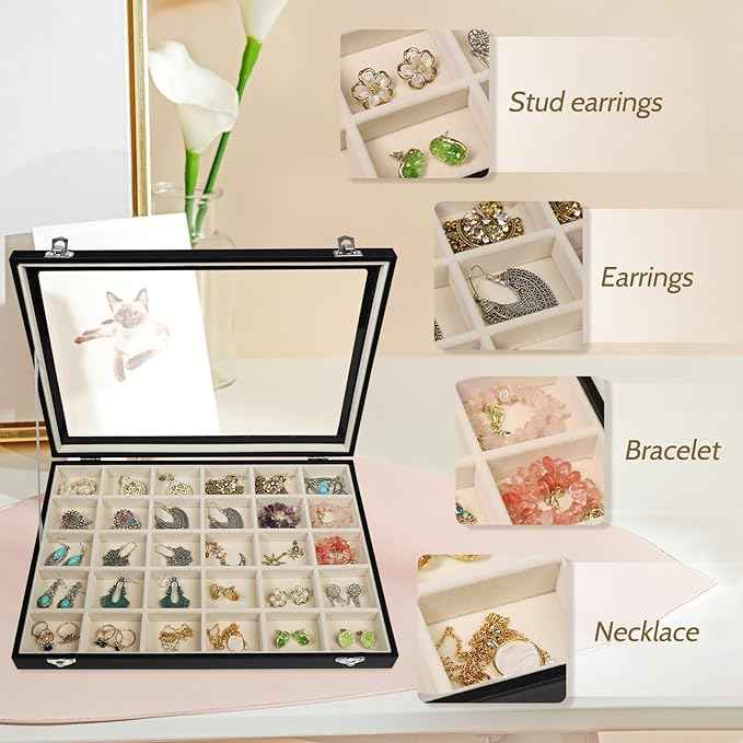 Stratalife Earring Organizer Jewelry Holder Organizer Drawer Earring Storage