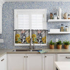 Farmhouse Half Window Curtain 36 Inches Long, Vintage Sunflowers Animals - Image 2