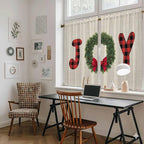 Red Green Christmas Kitchen Curtains 45 Inch Long 2 Panel Set, Rod Pocket - Image 6