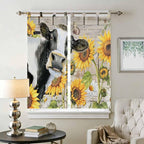 Yellow Sunflowers Bathroom Curtains 63 Inch Length, Window Curtains Tab Top - Image 2