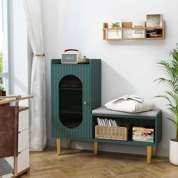 HLR Storage Bench Set of 2, L-Shaped Storage Cabinet