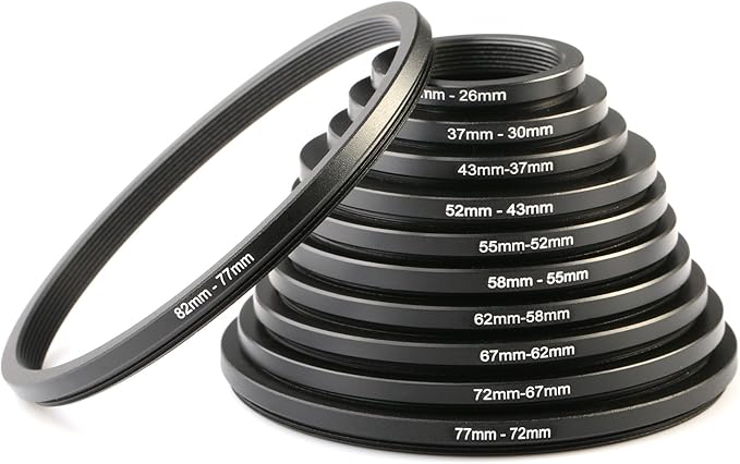 K&F CONCEPT 11 Pieces Metal Step Down Filter Adapter Rings Set, by KFCONCEPT