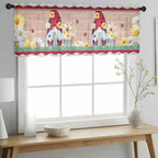 Ladybug Gnome Sheer Valance Curtains, Country Summer Rustic White Yellow Daisy - Image 3