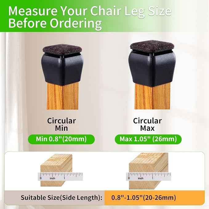 16PCS Small Chair Leg Floor Protectors, 3/4 inch Chair Leg Caps Covers Silicone